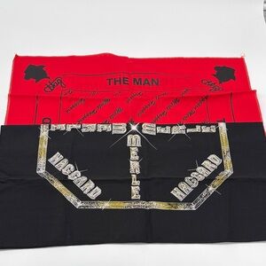 Vintage 80s Merle Haggard Black Red Tour Handkerchiefs Country Music